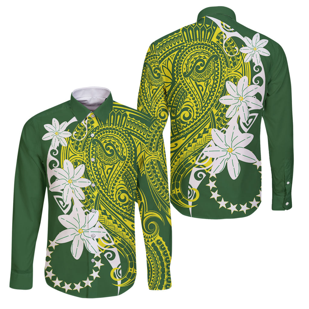 Cook Islands Maori Language Week Family Matching Puletasi and Hawaiian Shirt Tiare Maori Kuki Airani Green Pattern