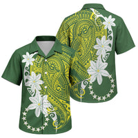 Cook Islands Maori Language Week Family Matching Puletasi and Hawaiian Shirt Tiare Maori Kuki Airani Green Pattern