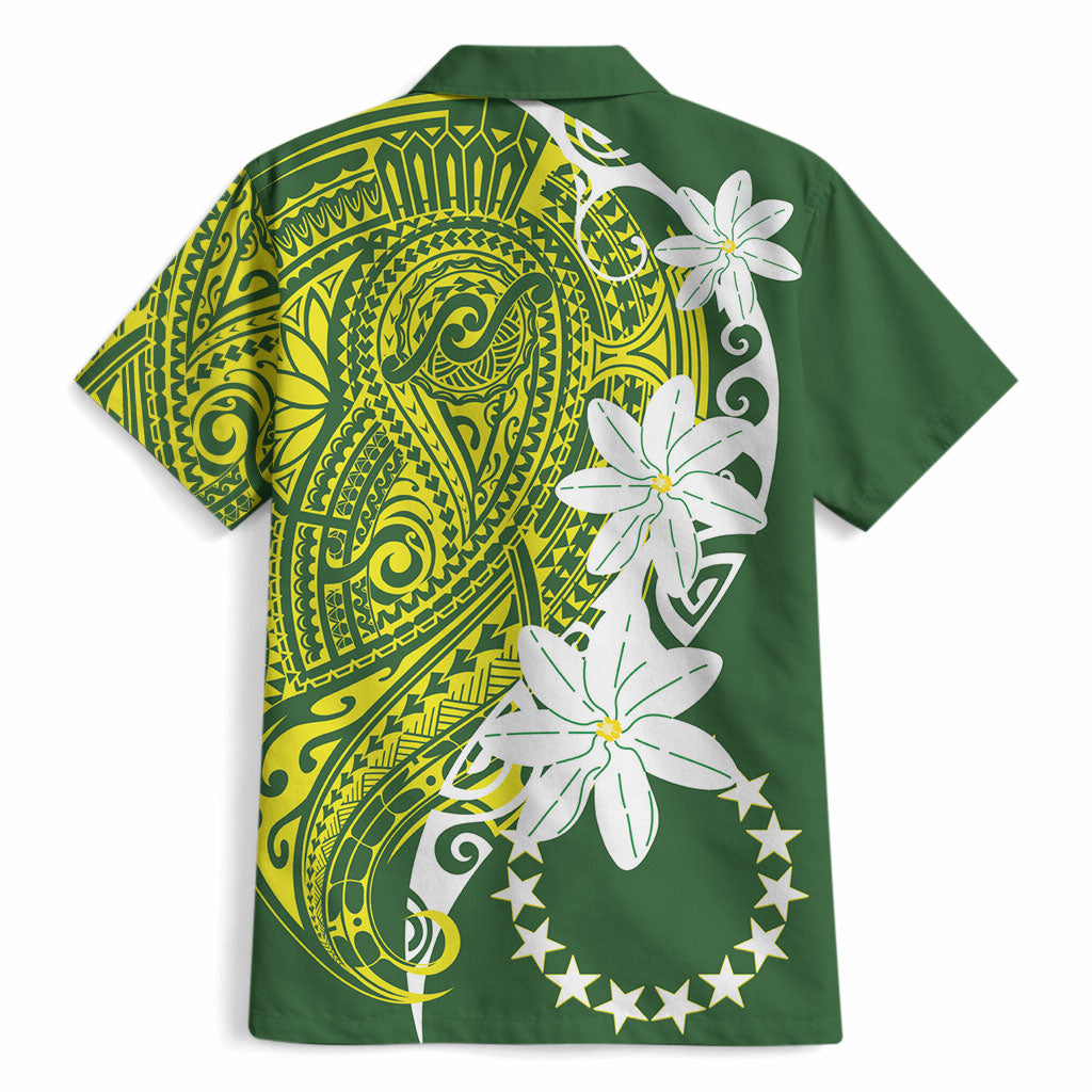 Cook Islands Maori Language Week Hawaiian Shirt Tiare Maori Kuki Airani Green Pattern LT22 - Polynesian Pride