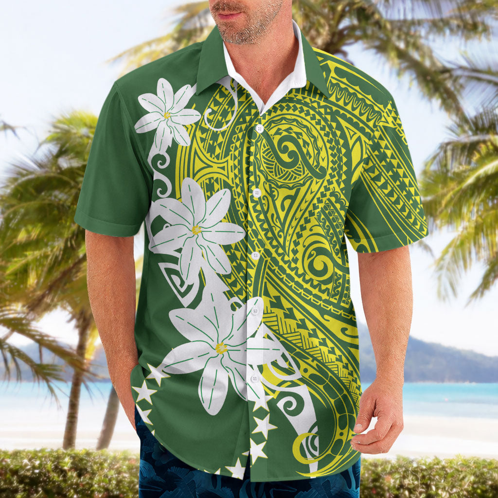 Cook Islands Maori Language Week Hawaiian Shirt Tiare Maori Kuki Airani Green Pattern LT22 - Polynesian Pride