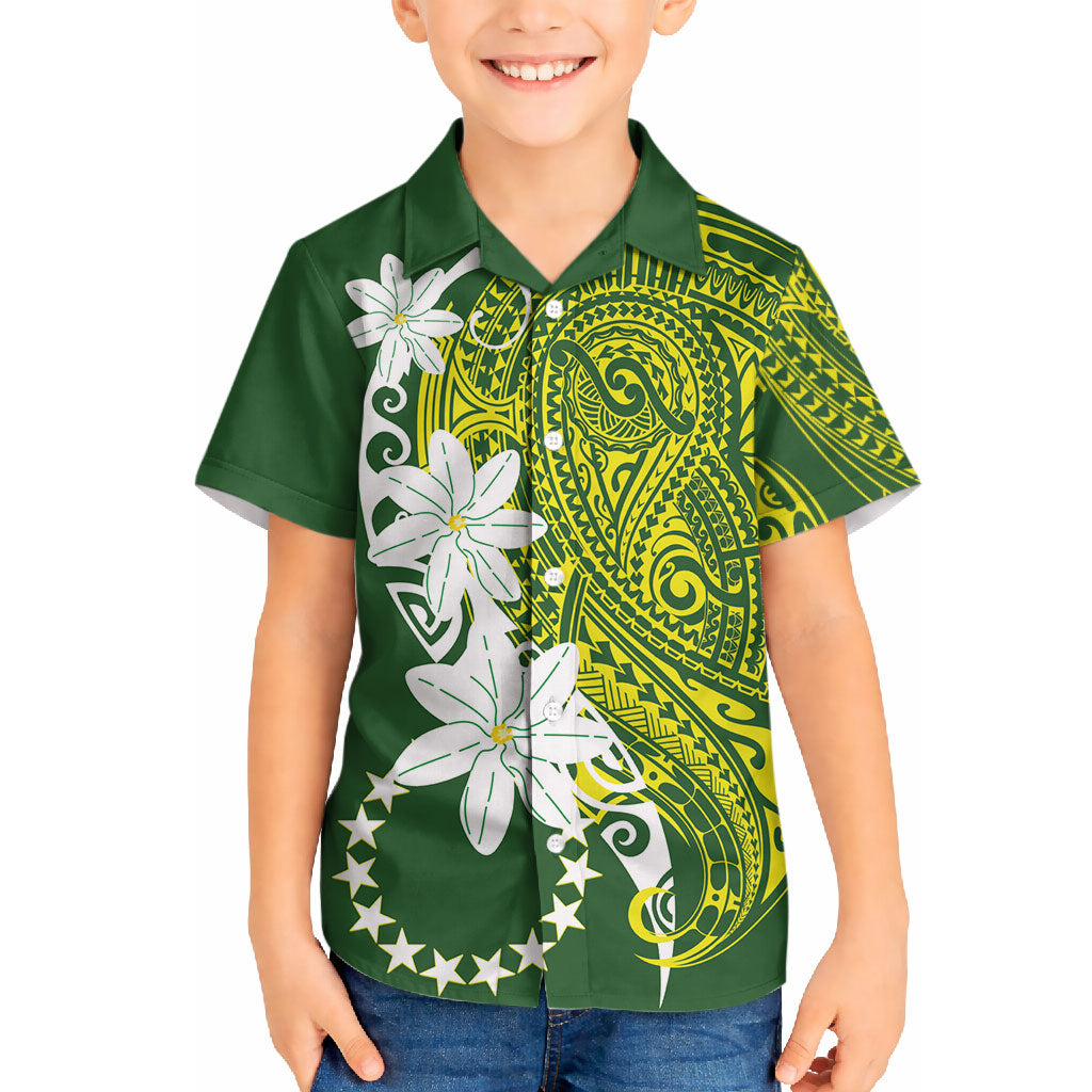 Cook Islands Maori Language Week Hawaiian Shirt Tiare Maori Kuki Airani Green Pattern LT22 - Polynesian Pride