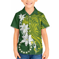 Cook Islands Maori Language Week Hawaiian Shirt Tiare Maori Kuki Airani Green Pattern LT22 - Polynesian Pride