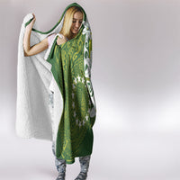Cook Islands Maori Language Week Hooded Blanket Tiare Maori Kuki Airani Green Pattern