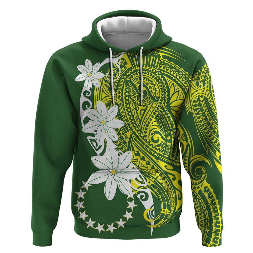 Cook Islands Maori Language Week Hoodie Tiare Maori Kuki Airani Green Pattern