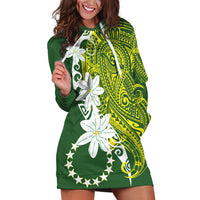 Cook Islands Maori Language Week Hoodie Dress Tiare Maori Kuki Airani Green Pattern LT22 Green - Polynesian Pride