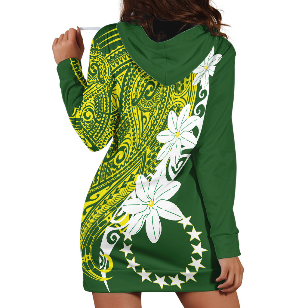 Cook Islands Maori Language Week Hoodie Dress Tiare Maori Kuki Airani Green Pattern LT22 - Polynesian Pride