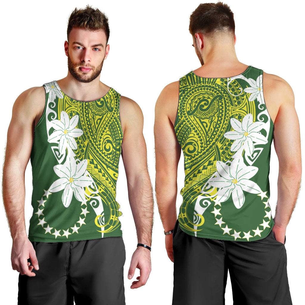 Cook Islands Maori Language Week Men Tank Top Tiare Maori Kuki Airani Green Pattern