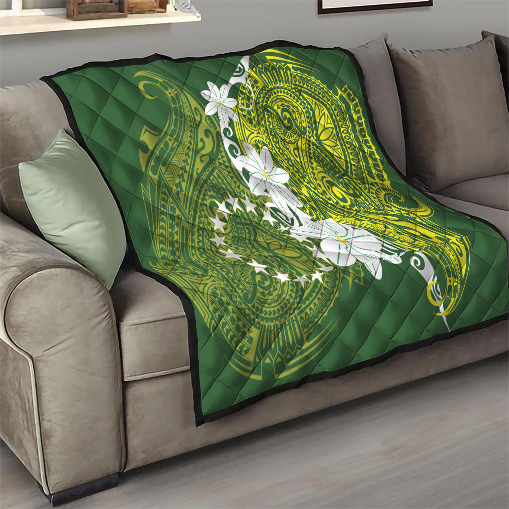Cook Islands Maori Language Week Quilt Tiare Maori Kuki Airani Green Pattern