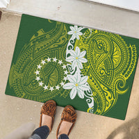 Cook Islands Maori Language Week Rubber Doormat Tiare Maori Kuki Airani Green Pattern