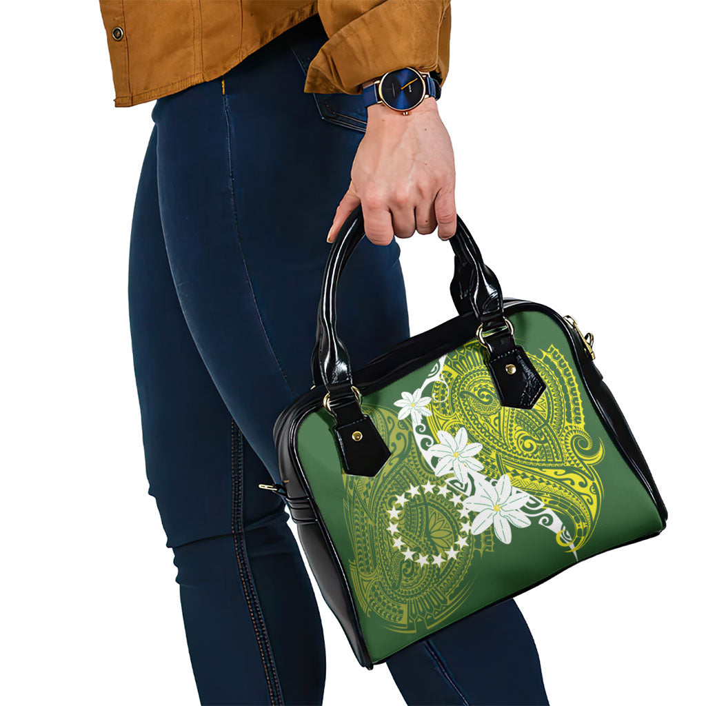 Cook Islands Maori Language Week Shoulder Handbag Tiare Maori Kuki Airani Green Pattern