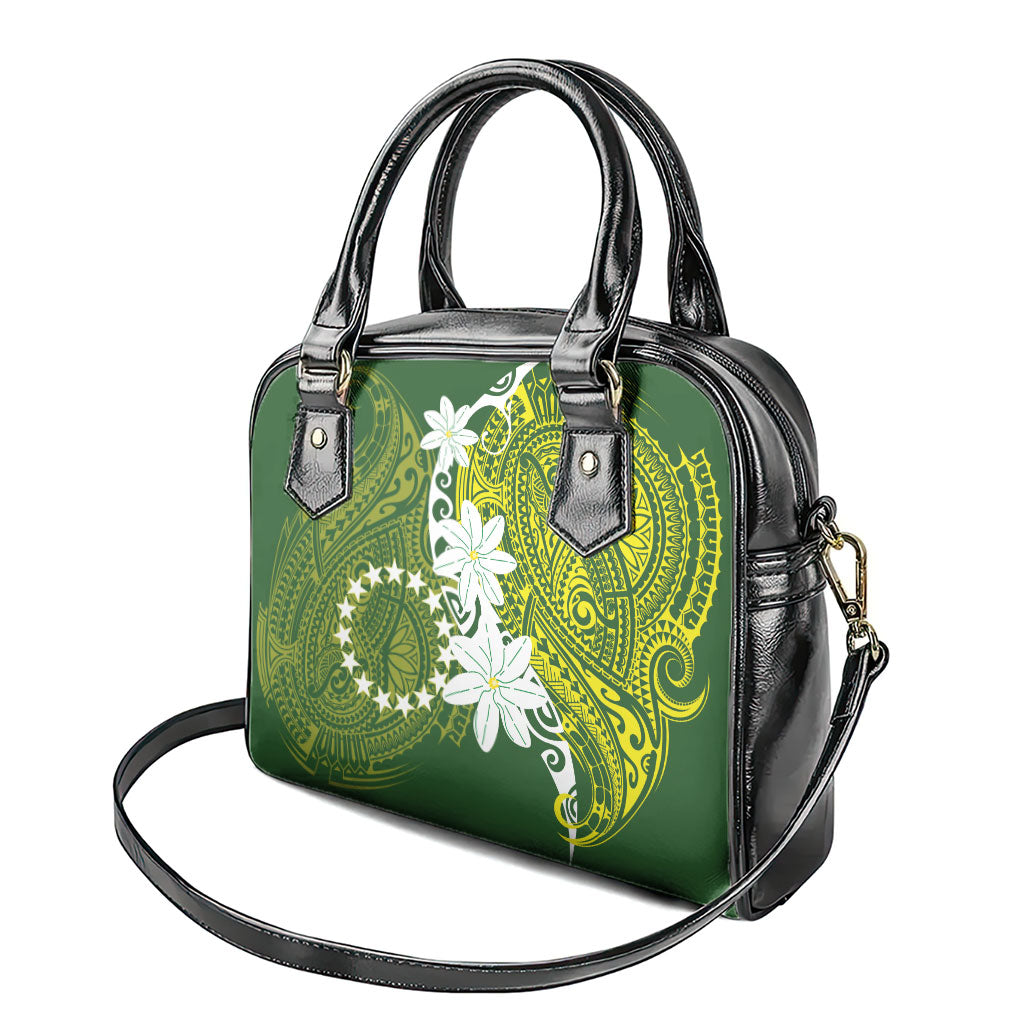 Cook Islands Maori Language Week Shoulder Handbag Tiare Maori Kuki Airani Green Pattern