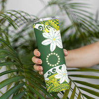 Cook Islands Maori Language Week Skinny Tumbler Tiare Maori Kuki Airani Green Pattern