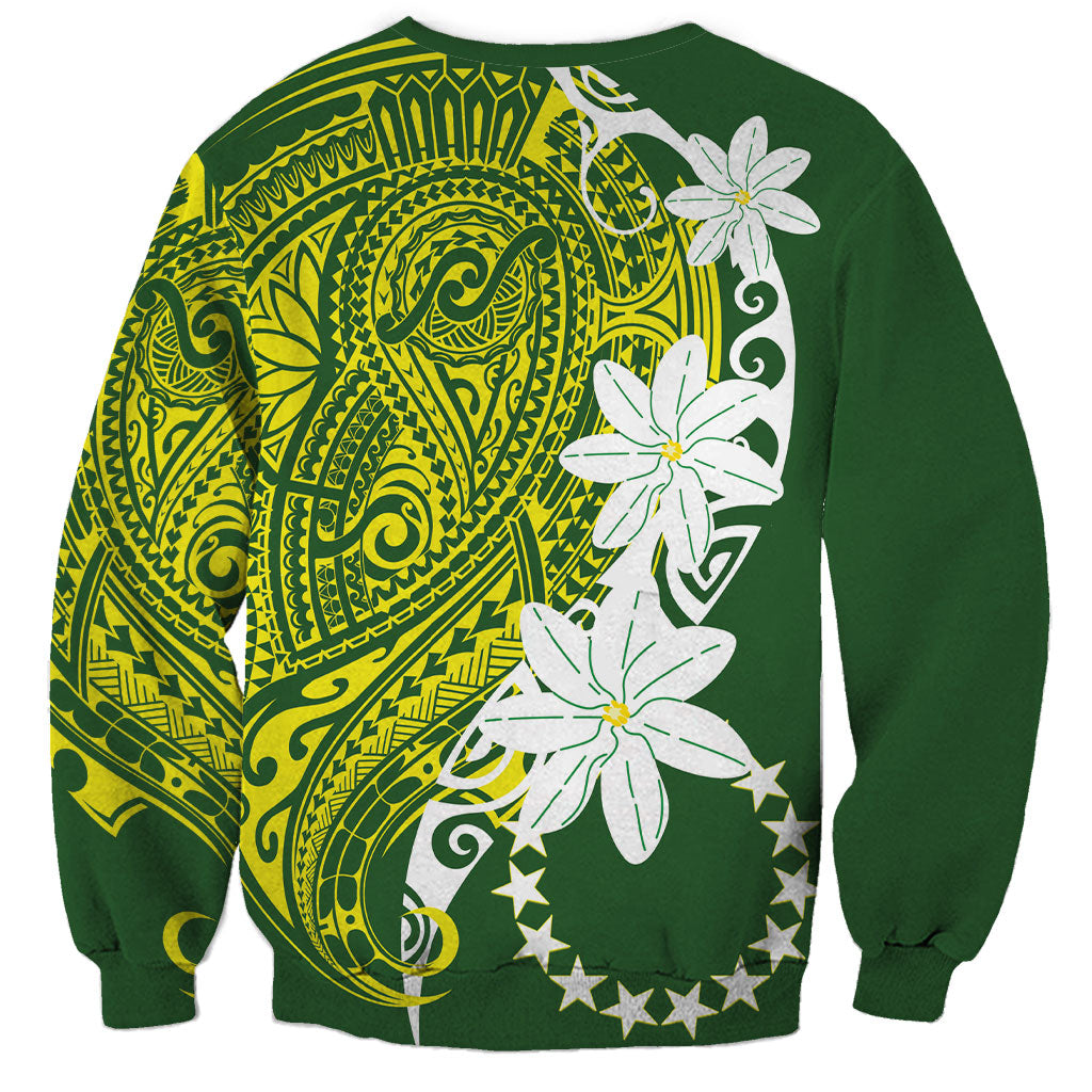 Cook Islands Maori Language Week Sweatshirt Tiare Maori Kuki Airani Green Pattern