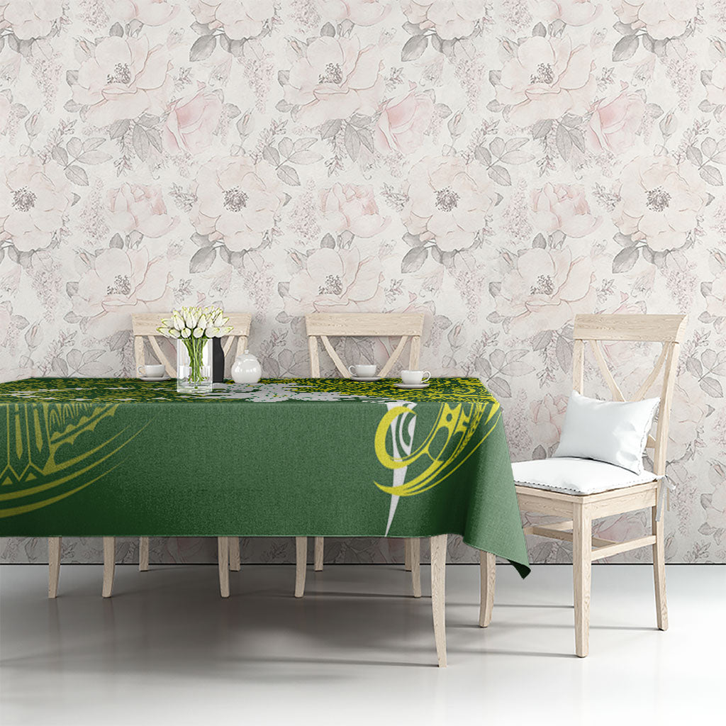 Cook Islands Maori Language Week Tablecloth Tiare Maori Kuki Airani Green Pattern