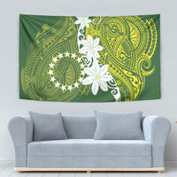 Cook Islands Maori Language Week Tapestry Tiare Maori Kuki Airani Green Pattern