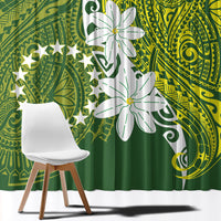 Cook Islands Maori Language Week Window Curtain Tiare Maori Kuki Airani Green Pattern