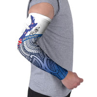 Personalised Cycling New Zealand Arm Sleeves Aotearoa Map Fern Maori Pattern LT22 - Polynesian Pride