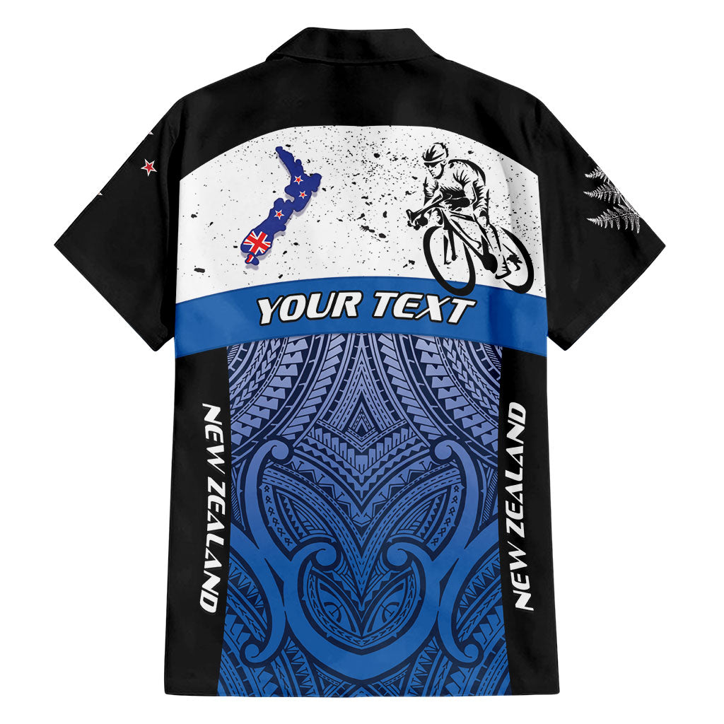 Personalised Cycling New Zealand Family Matching Short Sleeve Bodycon Dress and Hawaiian Shirt Aotearoa Map Fern Maori Pattern LT22 - Polynesian Pride