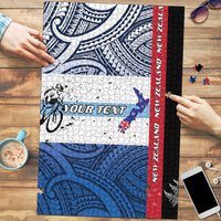 Personalised Cycling New Zealand Puzzle Aotearoa Map Fern Maori Pattern