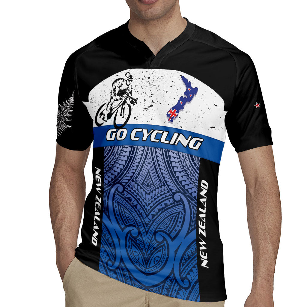 Personalised Cycling New Zealand Rugby Jersey Aotearoa Map Fern Maori Pattern