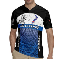 Personalised Cycling New Zealand Rugby Jersey Aotearoa Map Fern Maori Pattern