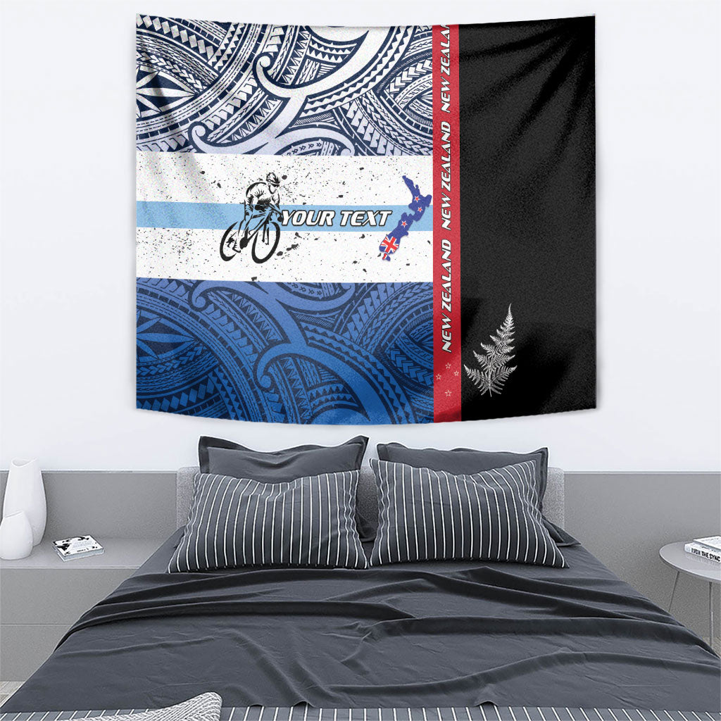 Personalised Cycling New Zealand Tapestry Aotearoa Map Fern Maori Pattern LT22 - Polynesian Pride