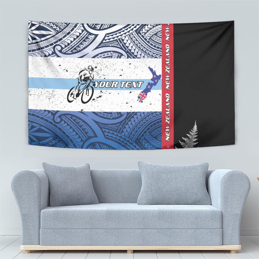 Personalised Cycling New Zealand Tapestry Aotearoa Map Fern Maori Pattern LT22 - Polynesian Pride