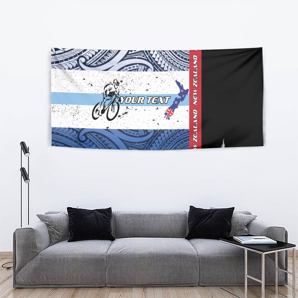 Personalised Cycling New Zealand Tapestry Aotearoa Map Fern Maori Pattern LT22 - Polynesian Pride