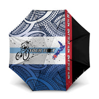 Personalised Cycling New Zealand Umbrella Aotearoa Map Fern Maori Pattern
