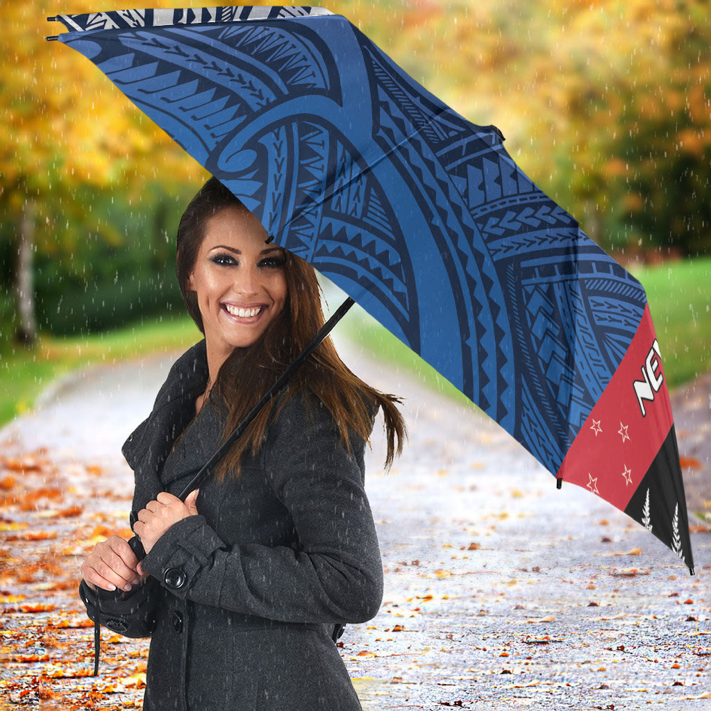 Personalised Cycling New Zealand Umbrella Aotearoa Map Fern Maori Pattern