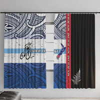 Personalised Cycling New Zealand Window Curtain Aotearoa Map Fern Maori Pattern