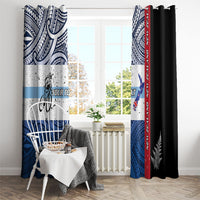 Personalised Cycling New Zealand Window Curtain Aotearoa Map Fern Maori Pattern