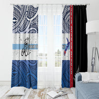 Personalised Cycling New Zealand Window Curtain Aotearoa Map Fern Maori Pattern