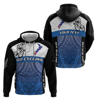 Personalised Cycling New Zealand Zip Hoodie Aotearoa Map Fern Maori Pattern LT22 - Polynesian Pride