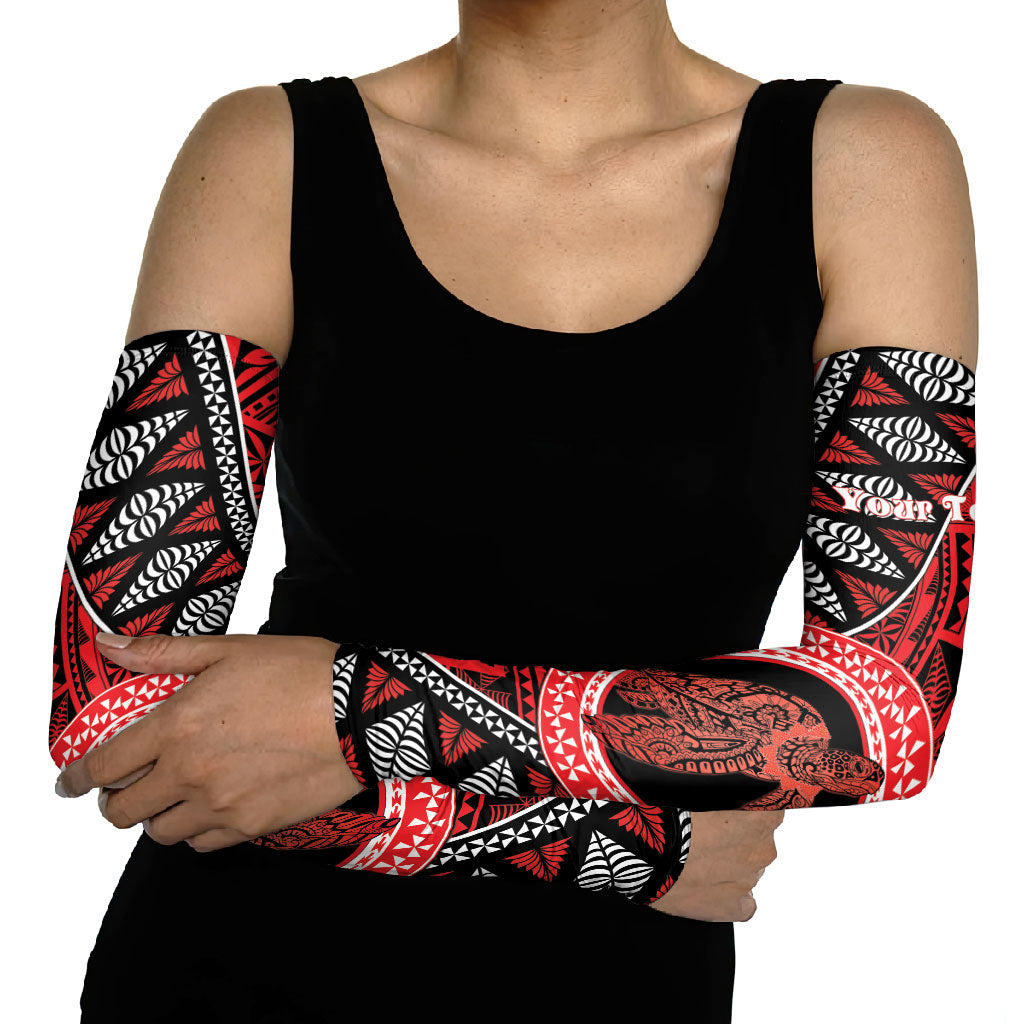 Personalised Tonga Language Week Arm Sleeves Heilala Turtle Malo E Lelei