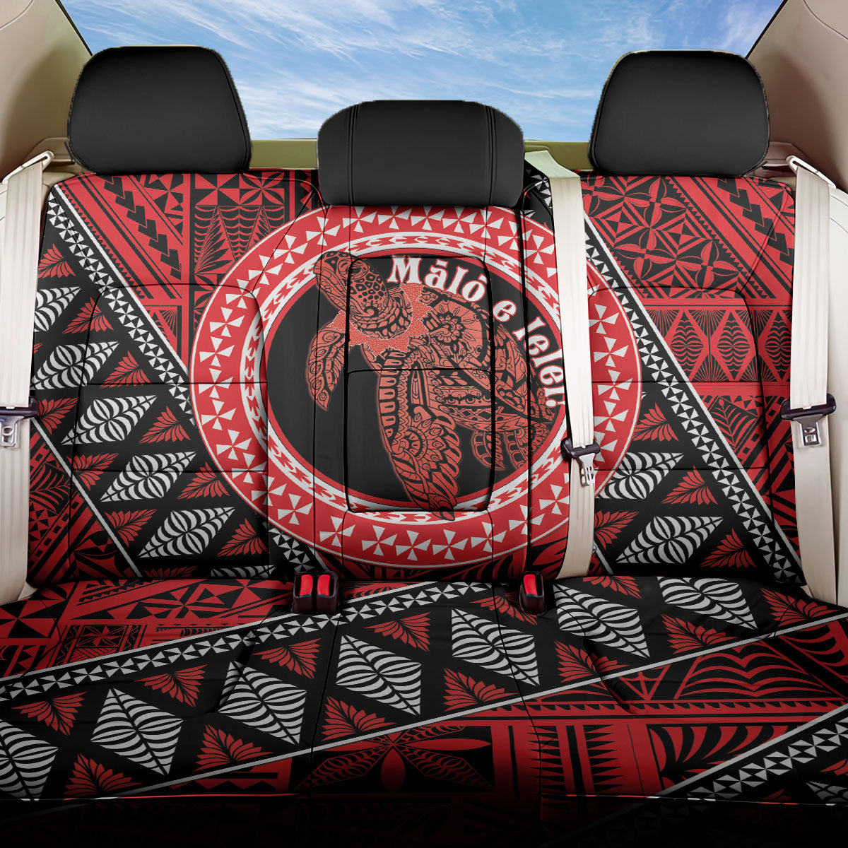 Tonga Language Week Back Car Seat Cover Heilala Turtle Malo E Lelei LT22 One Size Red - Polynesian Pride