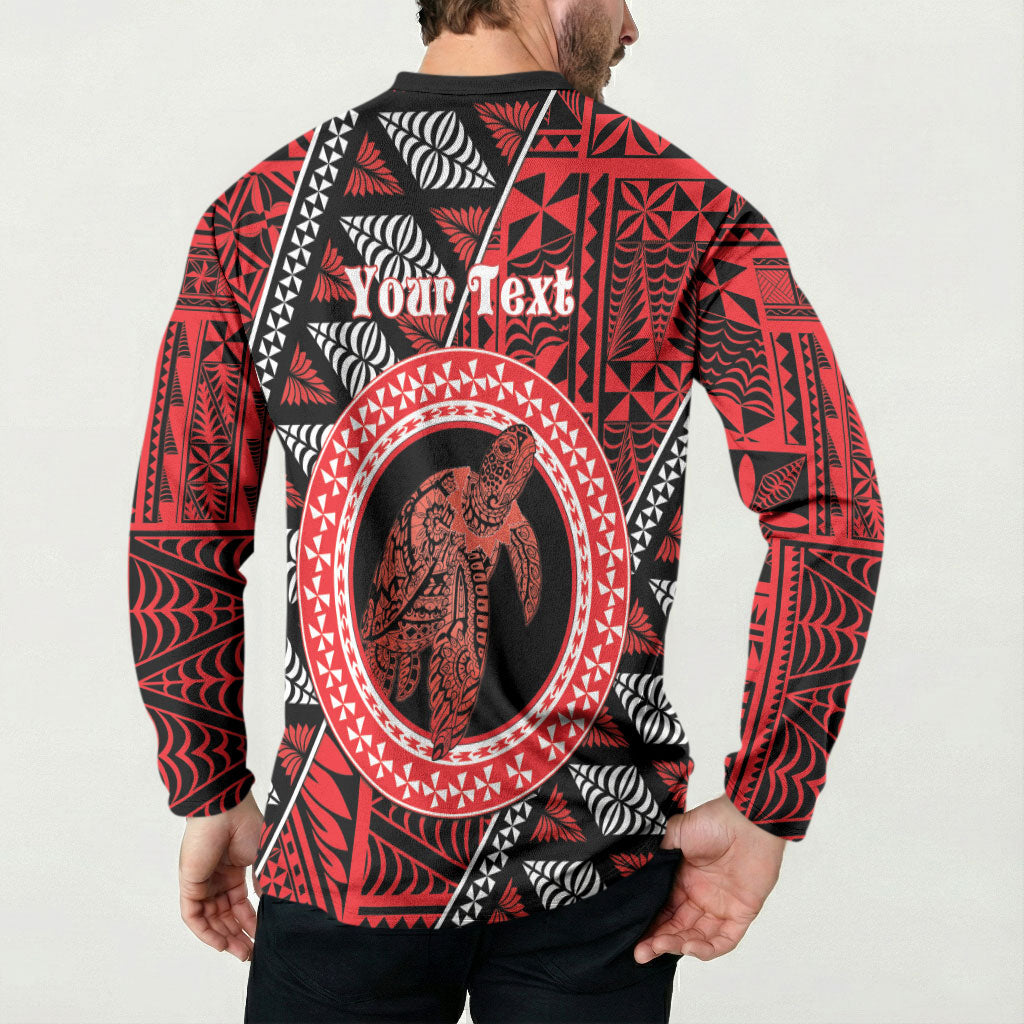 Personalised Tonga Language Week Button Sweatshirt Heilala Turtle Malo E Lelei
