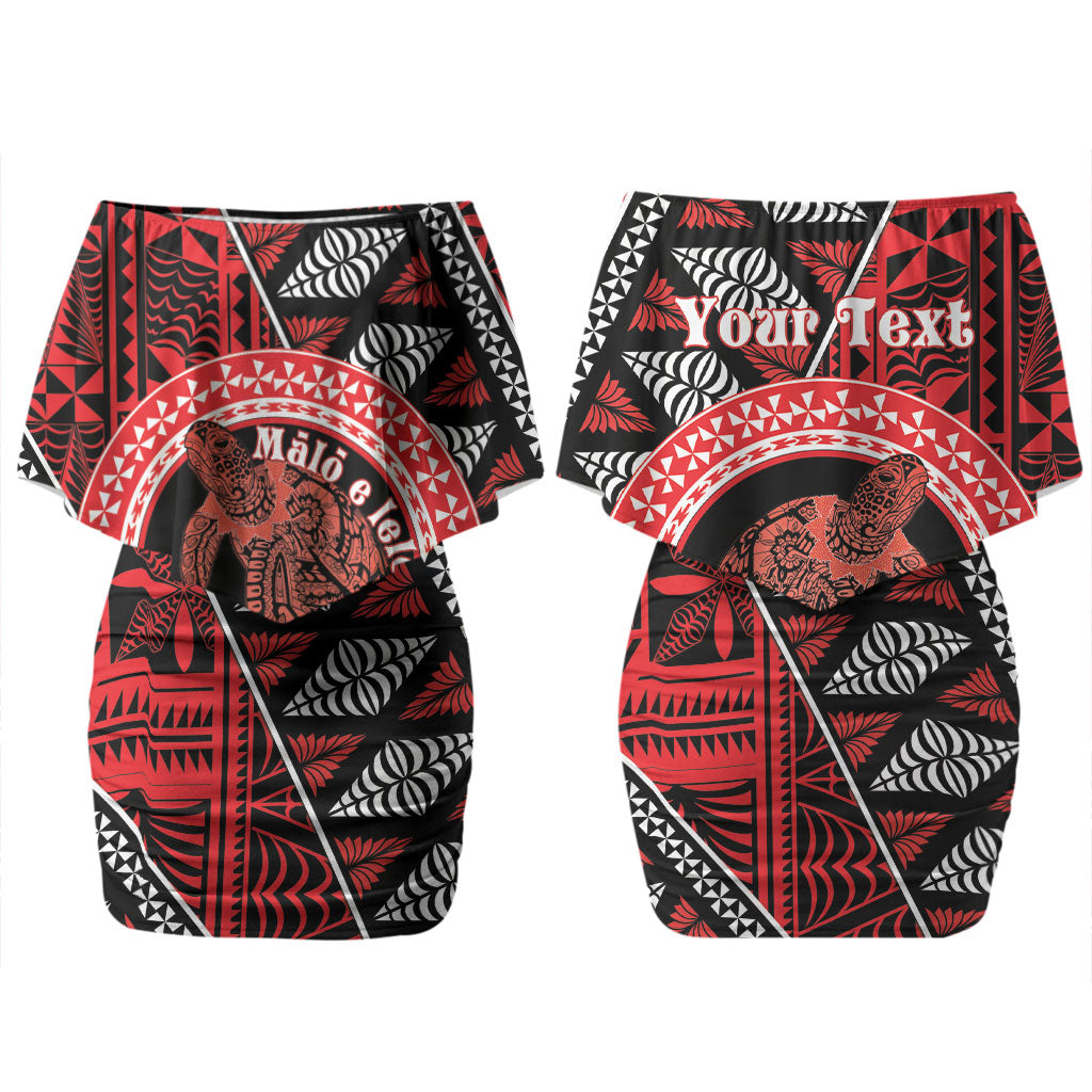 Personalised Tonga Language Week Couples Matching Off Shoulder Short Dress and Long Sleeve Button Shirt Heilala Turtle Malo E Lelei