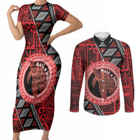 Personalised Tonga Language Week Couples Matching Short Sleeve Bodycon Dress and Long Sleeve Button Shirt Heilala Turtle Malo E Lelei