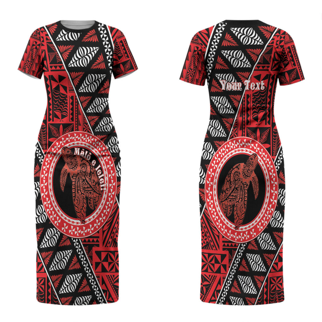 Personalised Tonga Language Week Couples Matching Short Sleeve Bodycon Dress and Long Sleeve Button Shirt Heilala Turtle Malo E Lelei