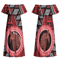 Personalised Tonga Language Week Family Matching Off Shoulder Maxi Dress and Hawaiian Shirt Heilala Turtle Malo E Lelei