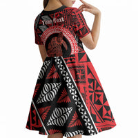 Personalised Tonga Language Week Kid Short Sleeve Dress Heilala Turtle Malo E Lelei