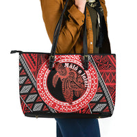 Tonga Language Week Leather Tote Bag Heilala Turtle Malo E Lelei