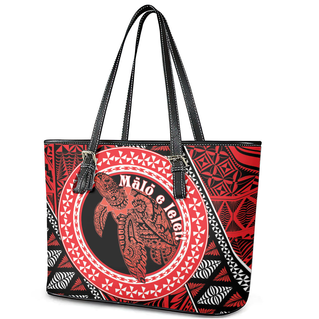 Tonga Language Week Leather Tote Bag Heilala Turtle Malo E Lelei