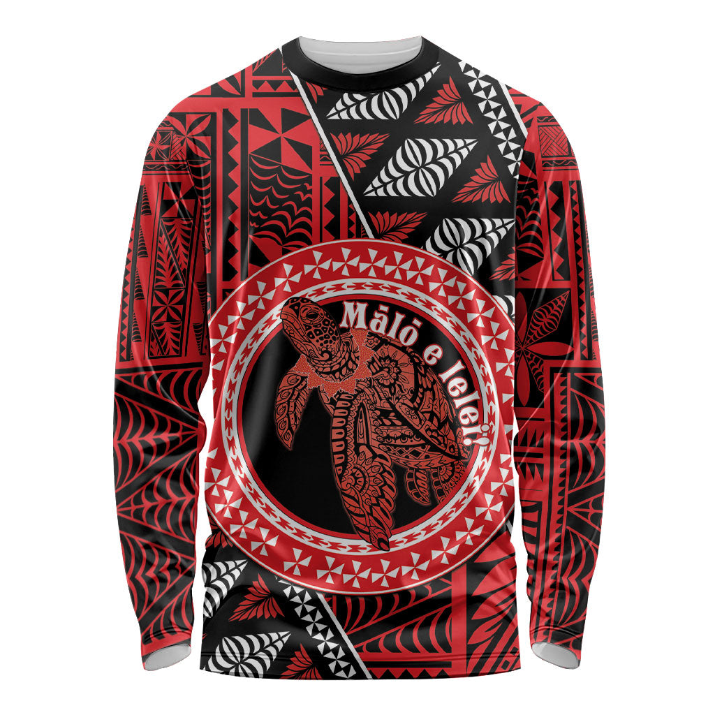 Personalised Tonga Language Week Long Sleeve Shirt Heilala Turtle Malo E Lelei LT22 Unisex Red - Polynesian Pride
