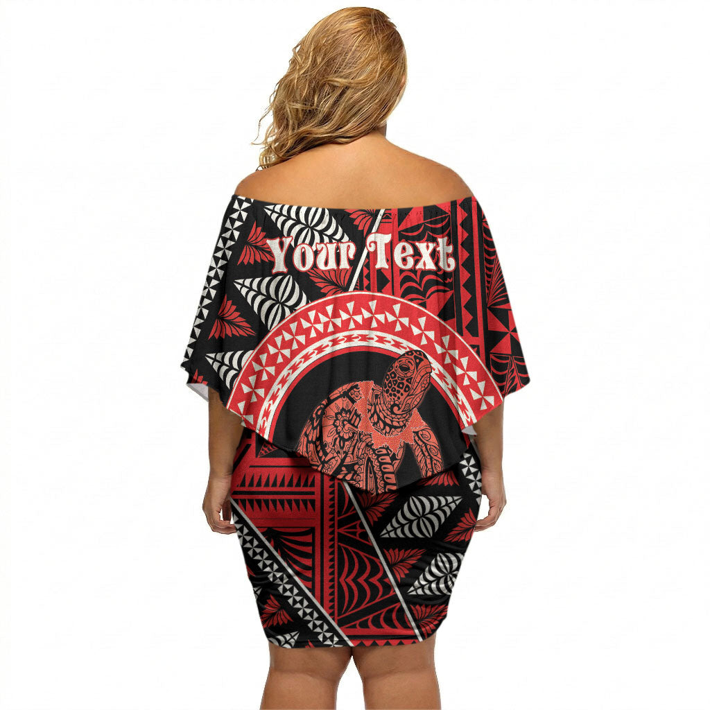Personalised Tonga Language Week Off Shoulder Short Dress Heilala Turtle Malo E Lelei