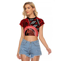 Personalised Tonga Language Week Raglan Cropped T Shirt Heilala Turtle Malo E Lelei