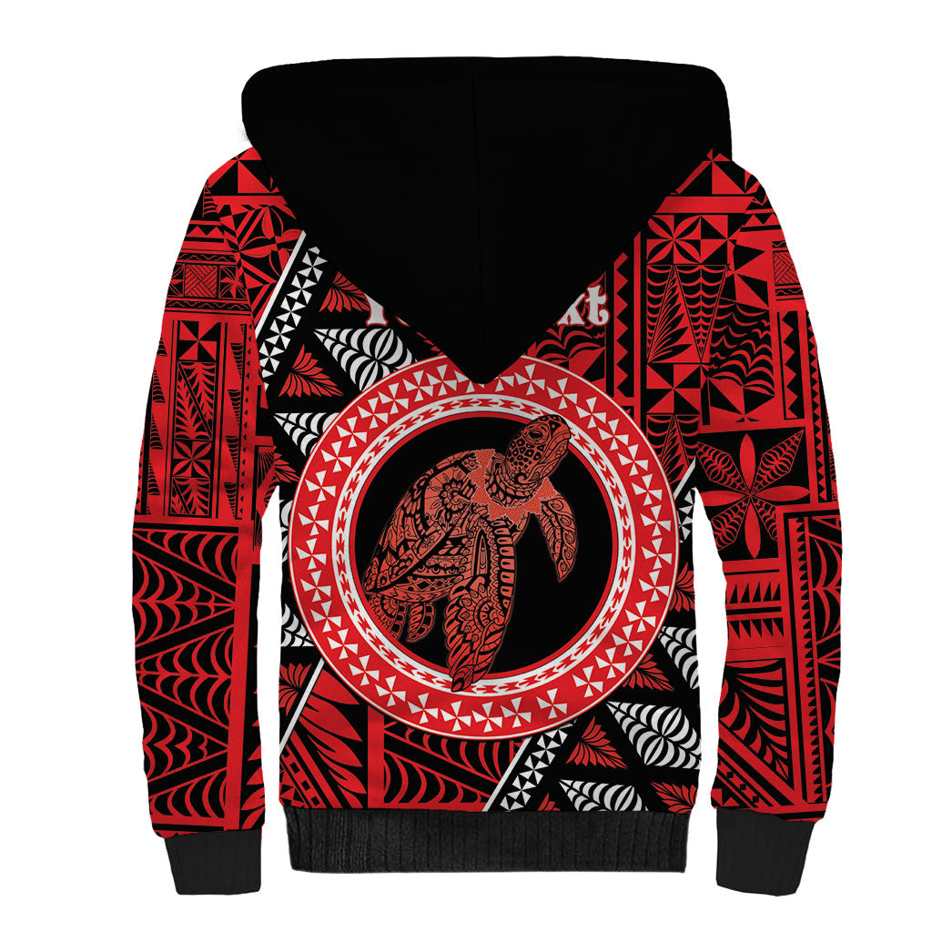 Personalised Tonga Language Week Sherpa Hoodie Heilala Turtle Malo E Lelei