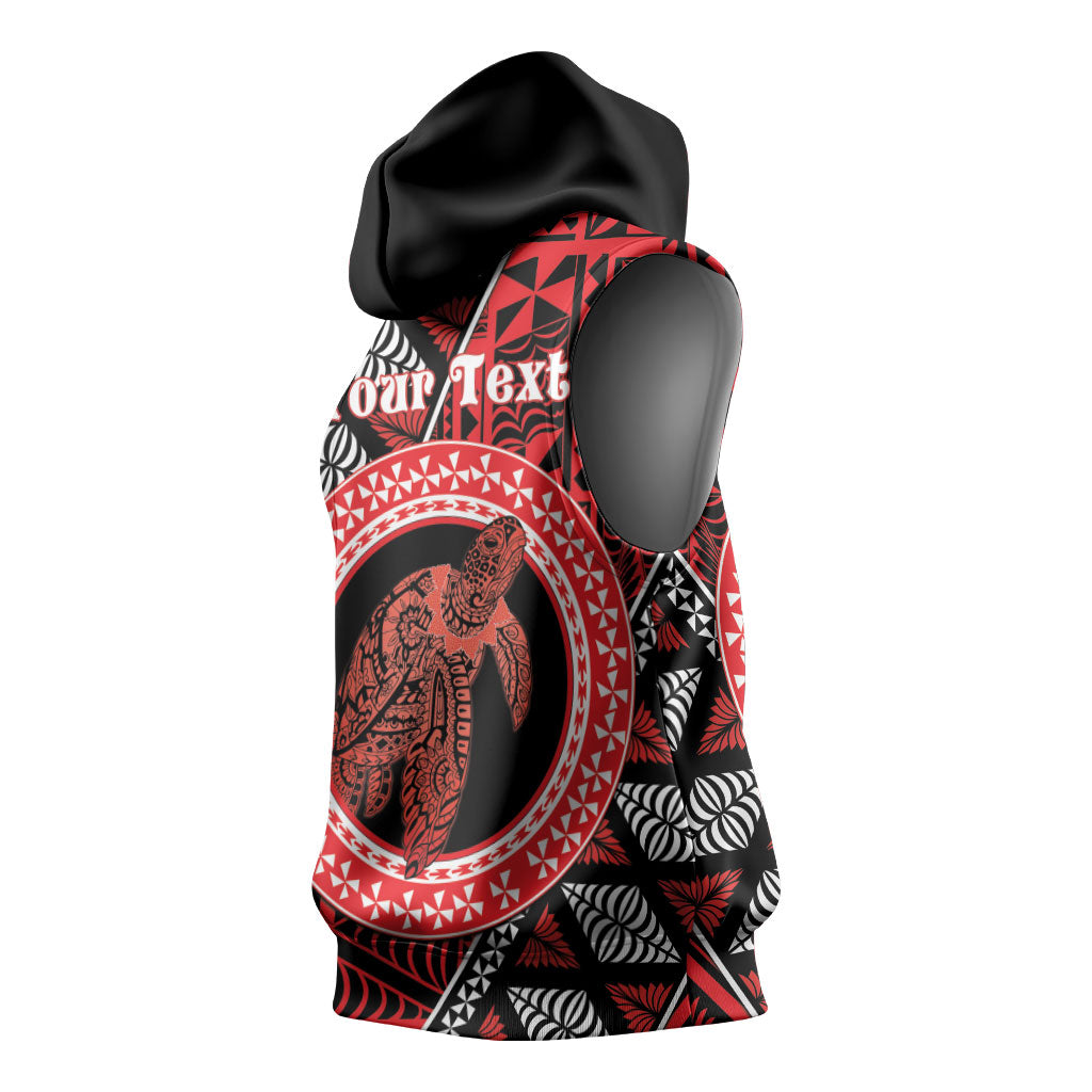 Personalised Tonga Language Week Sleeveless Hoodie Heilala Turtle Malo E Lelei