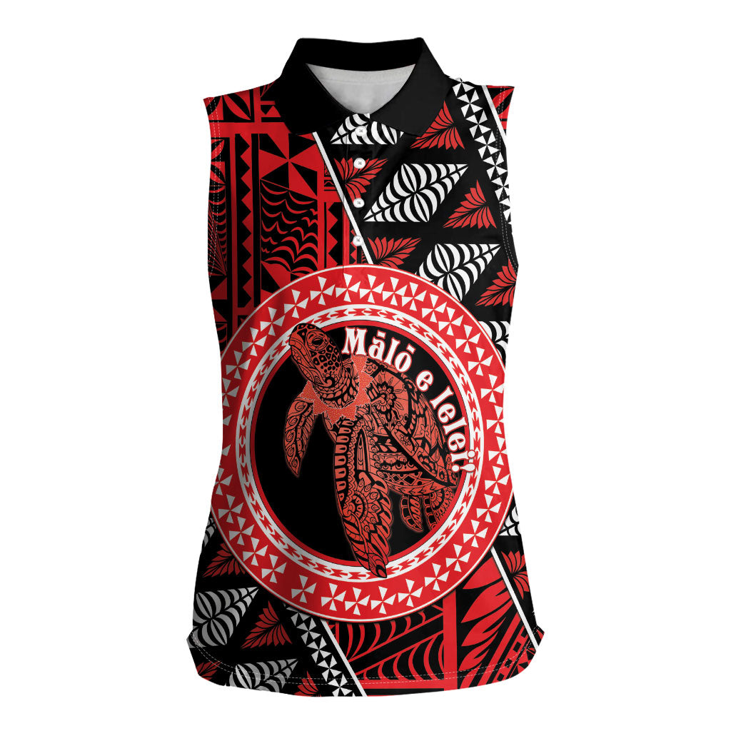 Personalised Tonga Language Week Women Sleeveless Polo Shirt Heilala Turtle Malo E Lelei